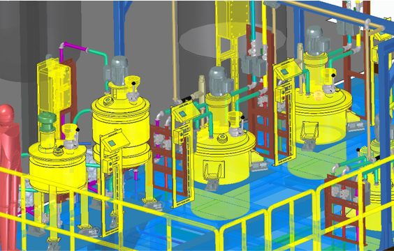 捲對捲設備的 3D 建模圖，顯示機架、導輥與傳動配置